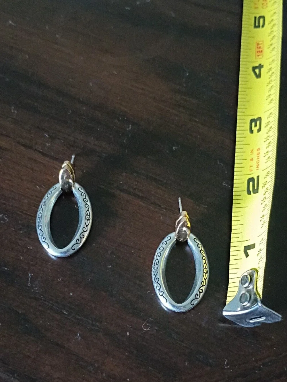 Brighton Silver-Tone Oval Drop Earrings with Gold Accent